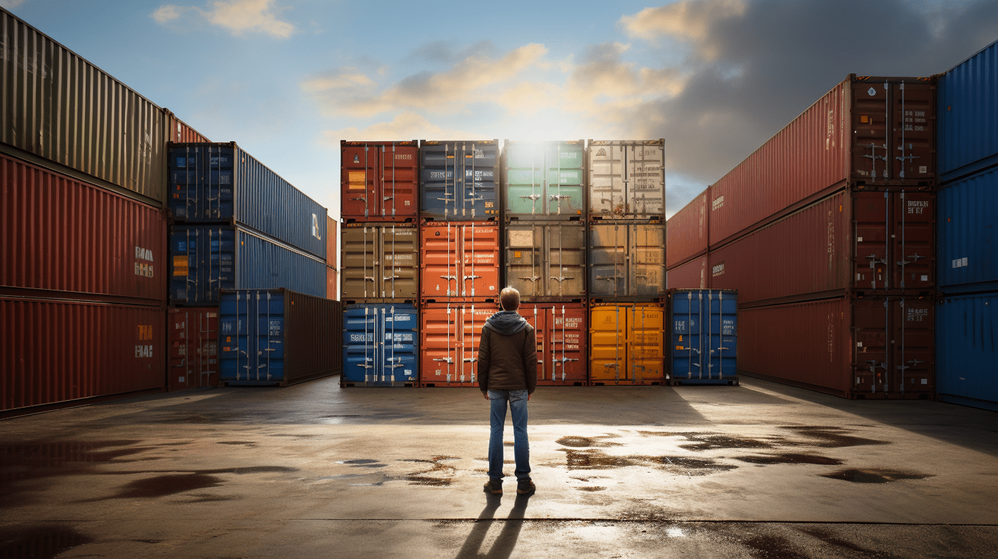 shipping containers on a lot