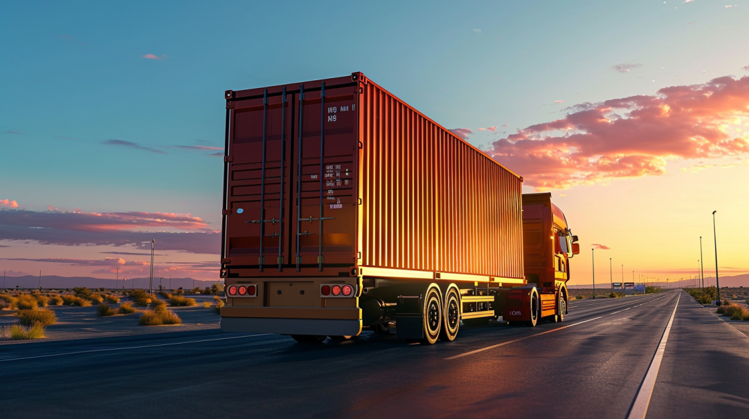 shipping container on a truck